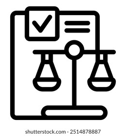 Scales icon representing the concept of legal compliance with a checkmark indicating everything is in order