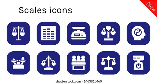 scales icon set. 10 filled scales icons.  Collection Of - Law, Equalizer, Scale, Balance, Equality, Jury