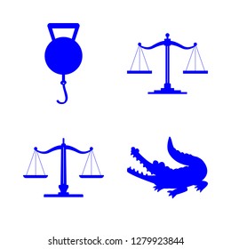 scales icon set about balance and crocodile vector set