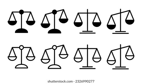 Scales icon set illustration. Law scale icon. Justice sign and symbol