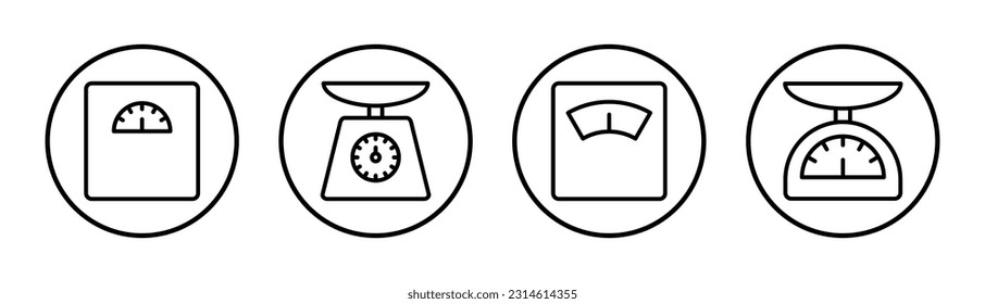 Scales icon set illustration. Weight scale sign and symbol