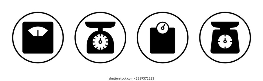 Scales icon set illustration. Weight scale sign and symbol