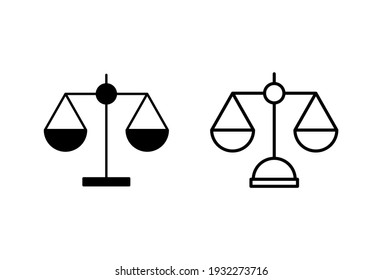 Scales icon set. Law scale icon. Scales vector icon. Justice