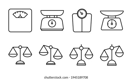 Scales icon set. Law scale icon. Scales vector icon. Justice