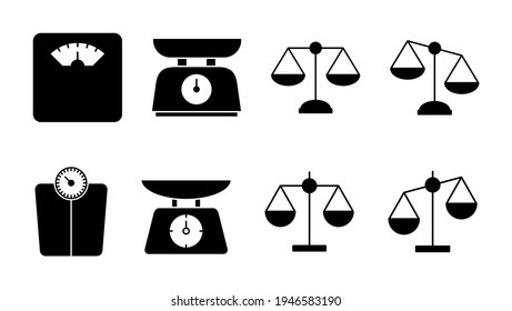 Scales icon set. Law scale icon. Scales vector icon. Justice