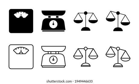 Scales icon set. Law scale icon. Scales vector icon. Justice