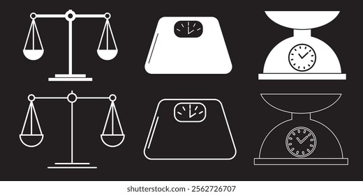 Scales icon set . Law scale icon. Justice sign . 333