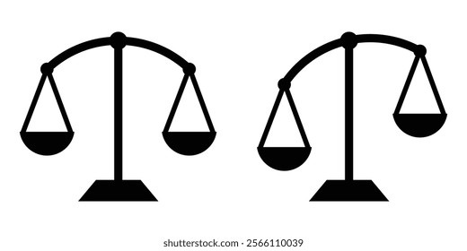 Scales icon set . Law scale icon. Justice sign. Includes kilograms, machine, measuring, scale, and More. Outline icons vector collection.  Weight scale icon. Design eps 10