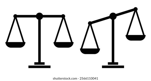 Scales icon set . Law scale icon. Justice sign. Includes kilograms, machine, measuring, scale, and More. Outline icons vector collection.  Weight scale icon. Design eps 10