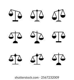 Scales icon set . Law scale icon. Justice sign 