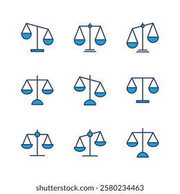 Scales icon set . Law scale icon. Justice sign 