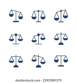 Scales icon set . Law scale icon. Justice sign 