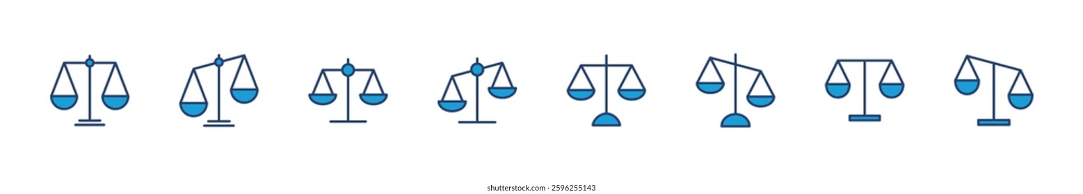 Scales icon set . Law scale icon. Justice sign 