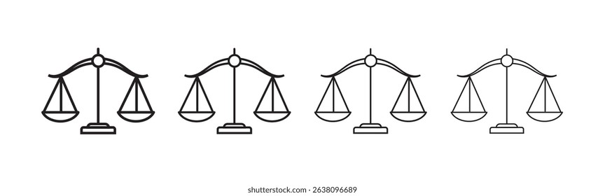 Scales icon set . Law scale icon. Justice sign. Justice scale icon design, clean vector