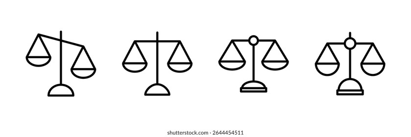 Conjunto de ícones de escala . Ícone da escala de lei. Sinal de justiça 