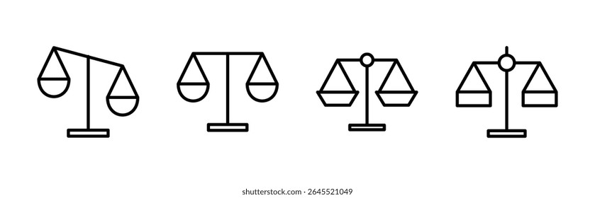 Conjunto de ícones de escala . Ícone da escala de lei. Sinal de justiça 
