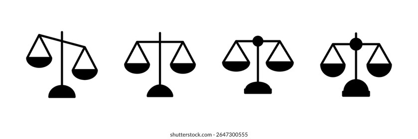 Conjunto de ícones de escala . Ícone da escala de lei. Sinal de justiça 