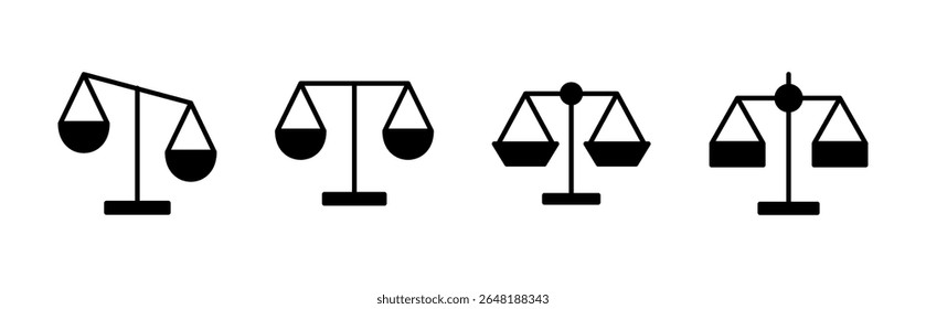 Conjunto de ícones de escala . Ícone da escala de lei. Sinal de justiça 
