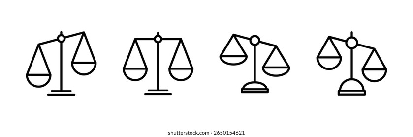 Conjunto de ícones de escala . Ícone da escala de lei. Sinal de justiça 