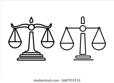 Scales icon set . Law scale icon. Justice sign 