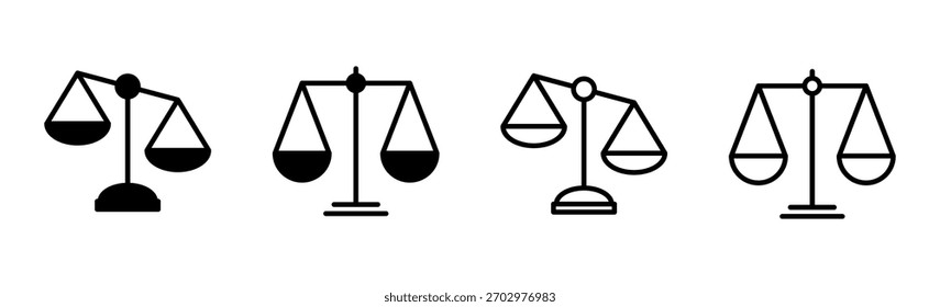 Conjunto de ícones de escala . Ícone da escala de lei. Sinal de justiça 