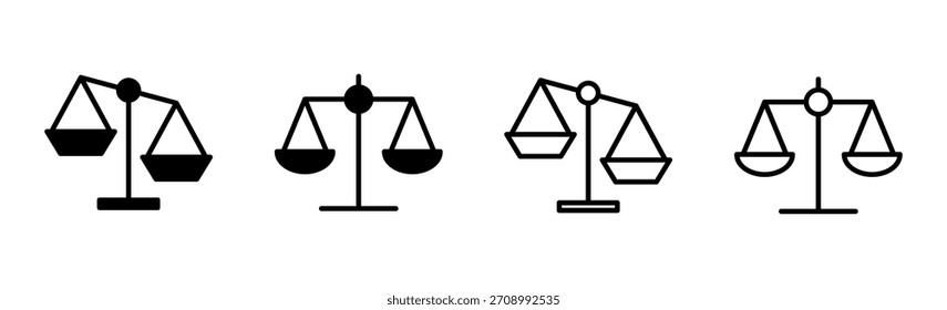 Conjunto de ícones de escala . Ícone da escala de lei. Sinal de justiça 