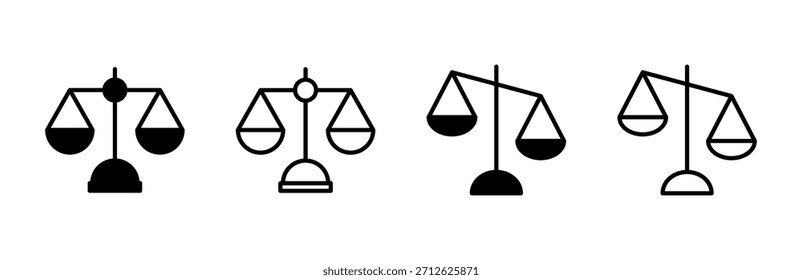 Conjunto de ícones de escala . Ícone da escala de lei. Sinal de justiça 