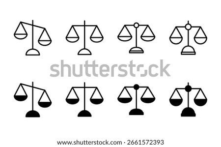 Scales icon set . Law scale icon. Justice sign 