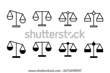 Scales icon set . Law scale icon. Justice sign 