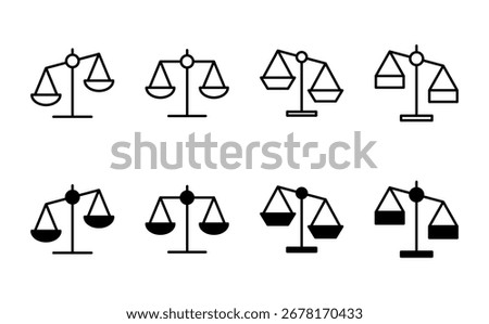 Scales icon set . Law scale icon. Justice sign 