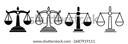 Scales icon set . Law scale icon. Justice sign 