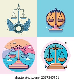 scales icon set vector illustration. scales icon of justice and lawyer