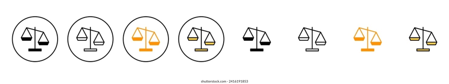 Scales icon set vector. Law scale icon. Justice sign and symbol