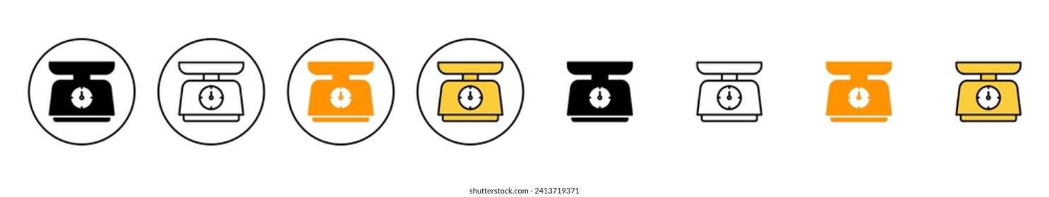 Escala el vector del conjunto de iconos. Signo de escala de peso y símbolo