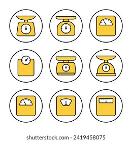 Scales icon set vector. Weight scale sign and symbol