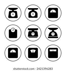Scales icon set vector. Weight scale sign and symbol