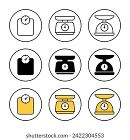 Escala el vector del conjunto de iconos. Signo de escala de peso y símbolo