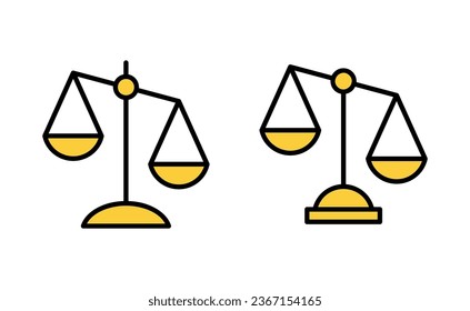 Scales icon set for web and mobile app. Law scale icon. Justice sign and symbol