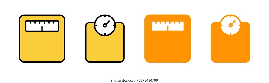 Scales icon set for web and mobile app. Weight scale sign and symbol