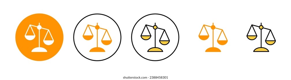 Scales icon set for web and mobile app. Law scale icon. Justice sign and symbol