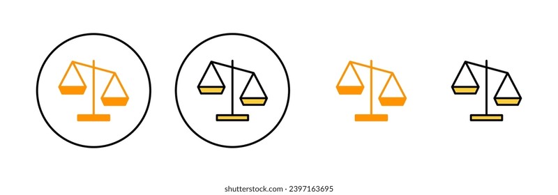 Scales icon set for web and mobile app. Law scale icon. Justice sign and symbol
