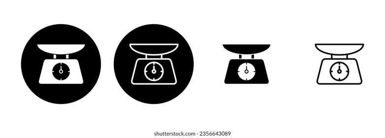 Scales icon set. Weight scale icon. Law scale icon. Justice