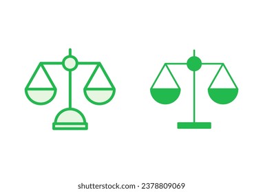 Conjunto de iconos de escalas. Icono de escala de peso. Icono de escala de ley. Justicia