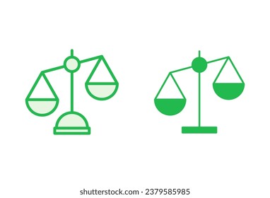 Conjunto de iconos de escalas. Icono de escala de peso. Icono de escala de ley. Justicia