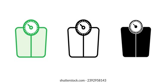 Scales icon set. Weight scale icon. Law scale icon. Justice
