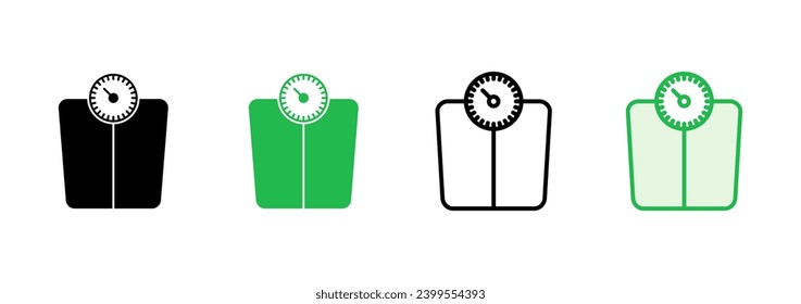 Scales icon set. Weight scale icon. Law scale icon. Justice