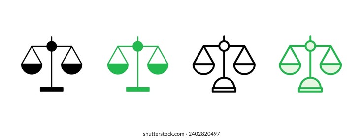 Symbolsatz skalieren. Symbol für die Waage. Symbol für Rechtsskala. Justiz