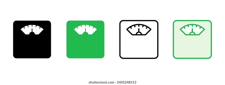 Scales icon set. Weight scale icon. Law scale icon. Justice