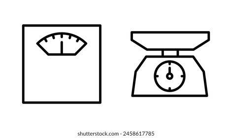 Scales icon set. Weight scale icon. Law scale icon. Justice