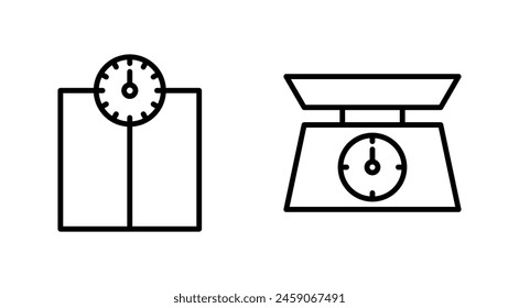 Scales icon set. Weight scale icon. Law scale icon. Justice